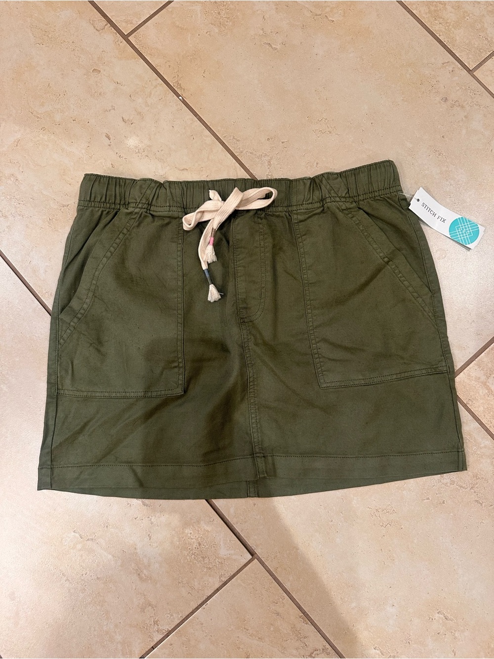 Roxy Olive Green Drawstring Utility Mini Skirt